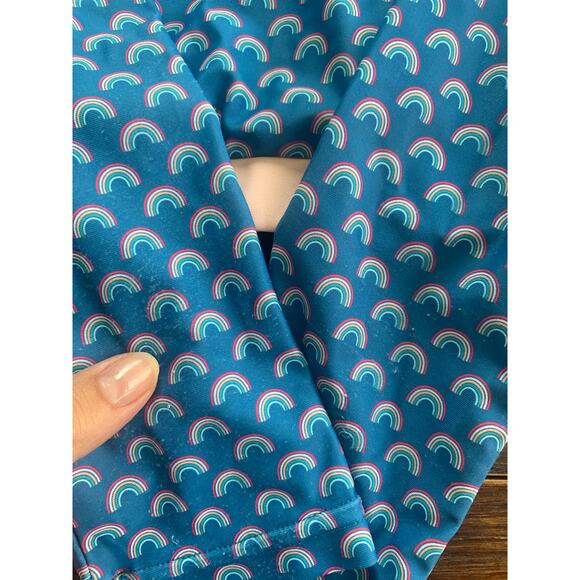 Jane + Jo Kids Rash Guard Swim Top - Blue Rainbow - Size 7 - Picture 3 of 5